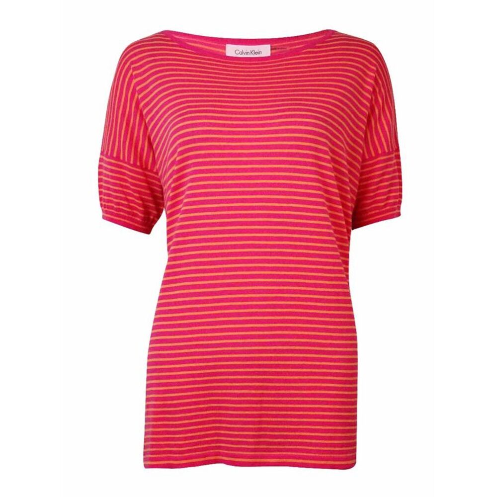 Calvin Klein Women's Striped Knit Dolman Cotton Top - Flamingo Combo